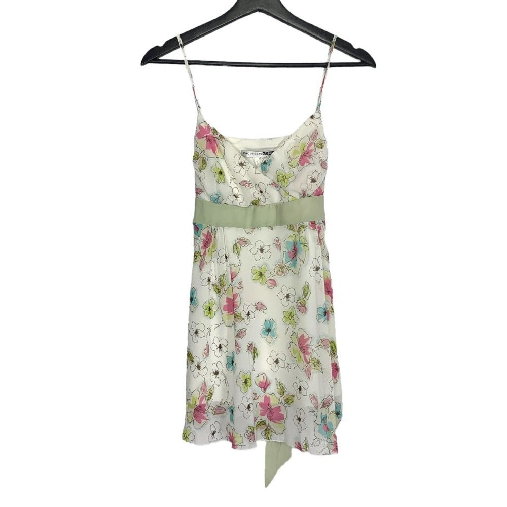 Vintage 90s Necessary Objects Floral Spaghetti Strap Chiffon Slip Style Tunic Me